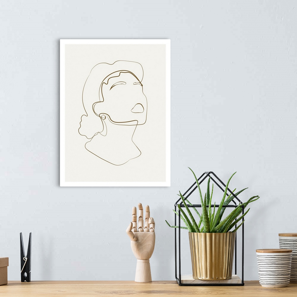 A bohemian room featuring Abstract Face Line Art
