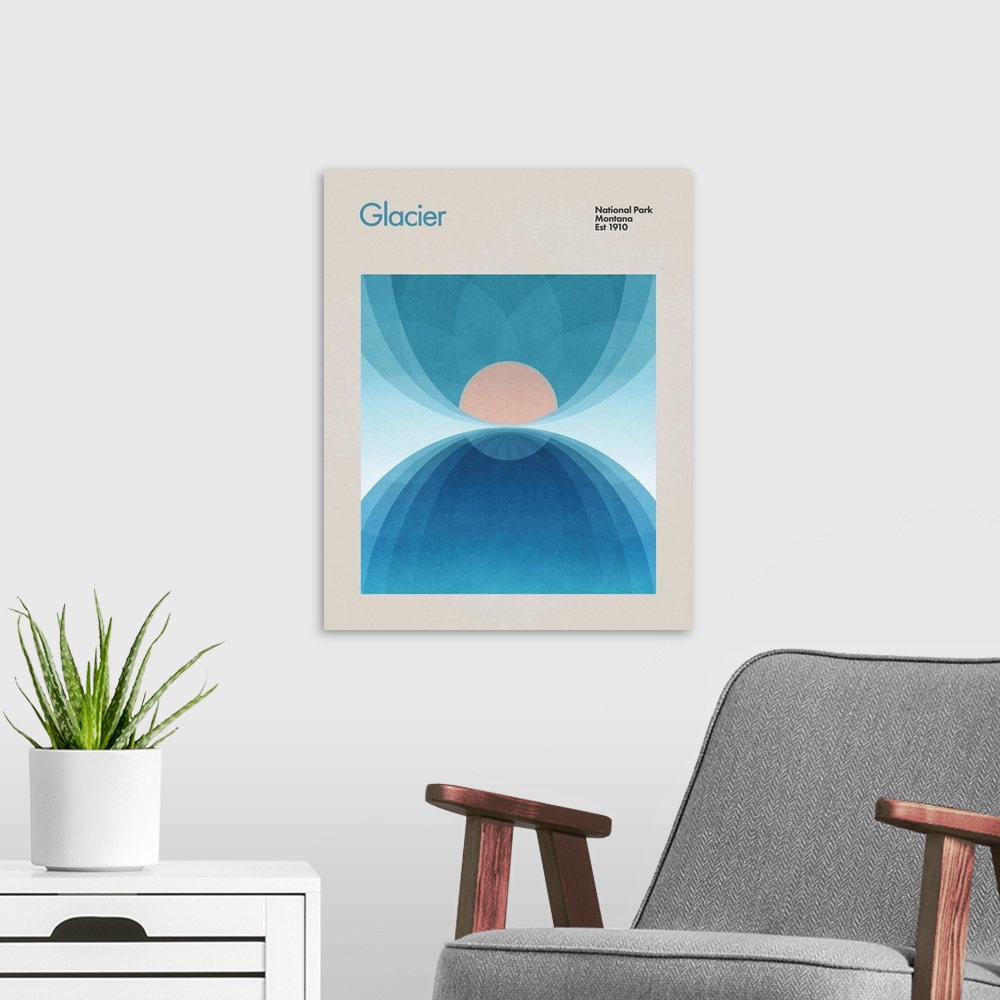A modern room featuring Abstract Travel Glacier