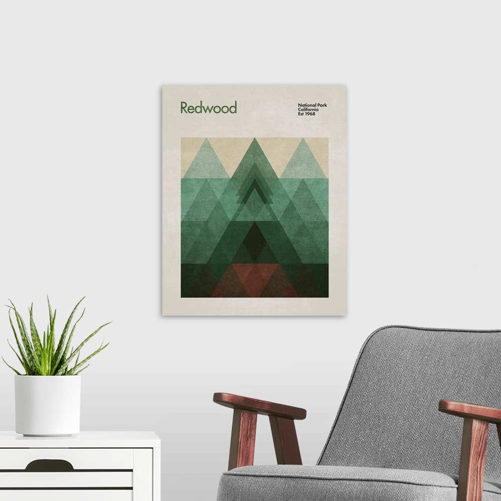 A modern room featuring Abstract Travel Redwood