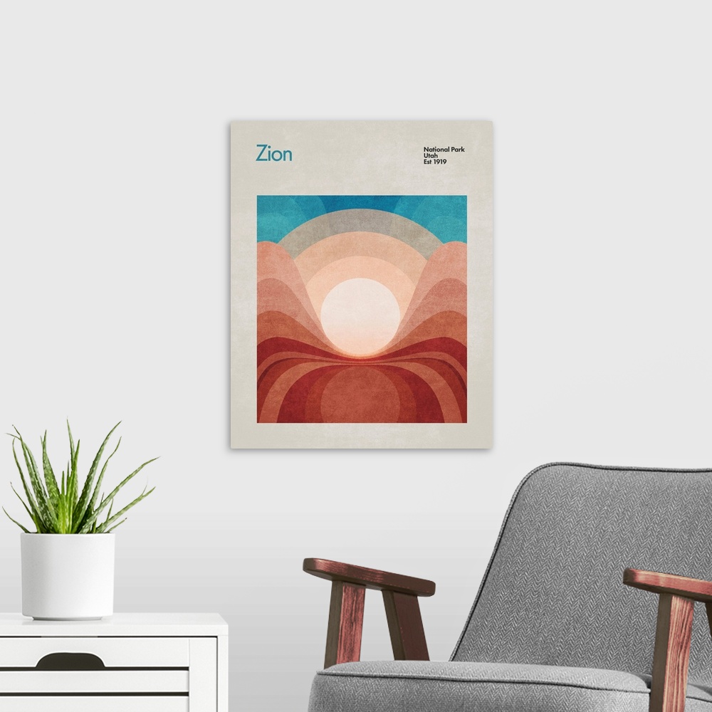 A modern room featuring Abstract Travel Zion
