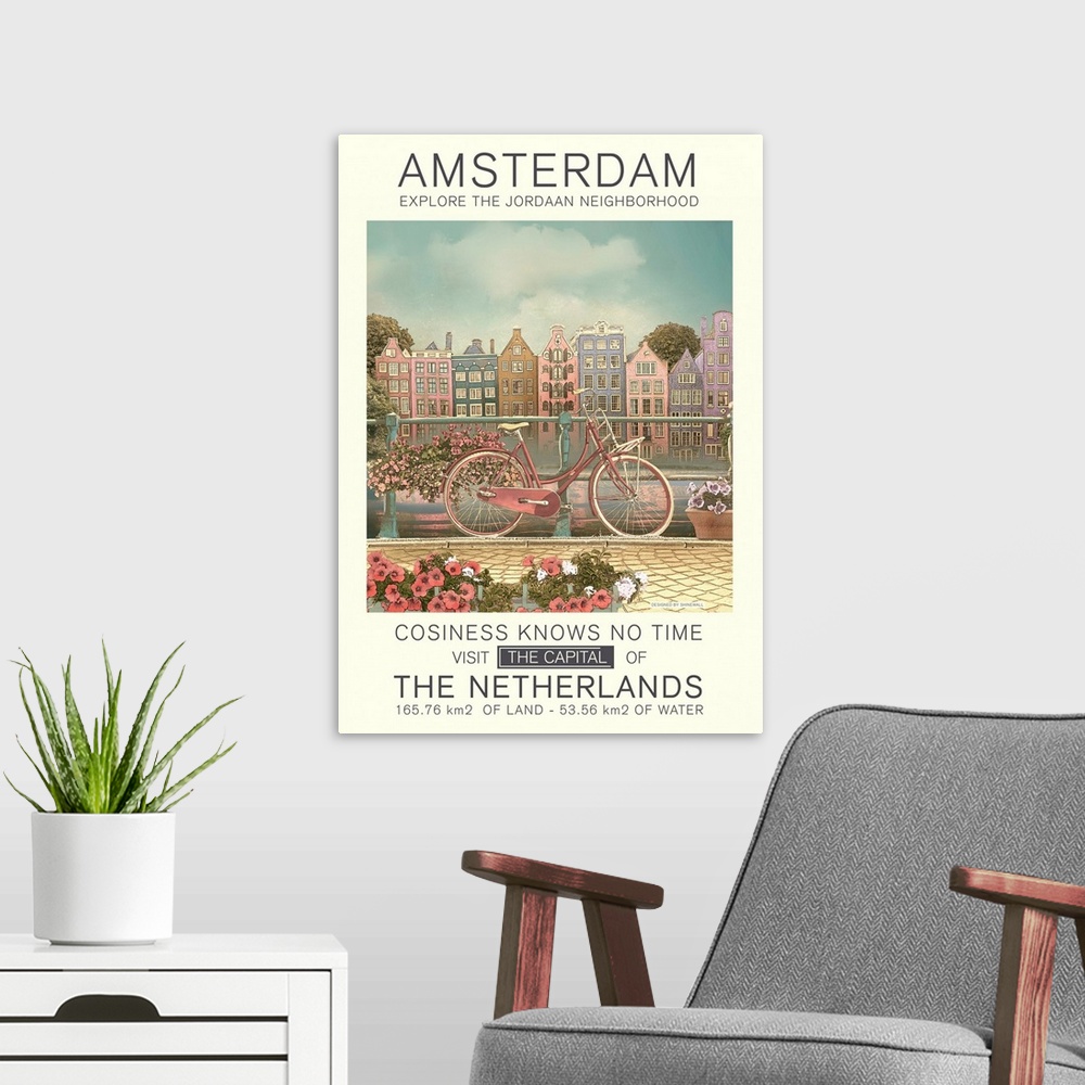 A modern room featuring Amsterdam