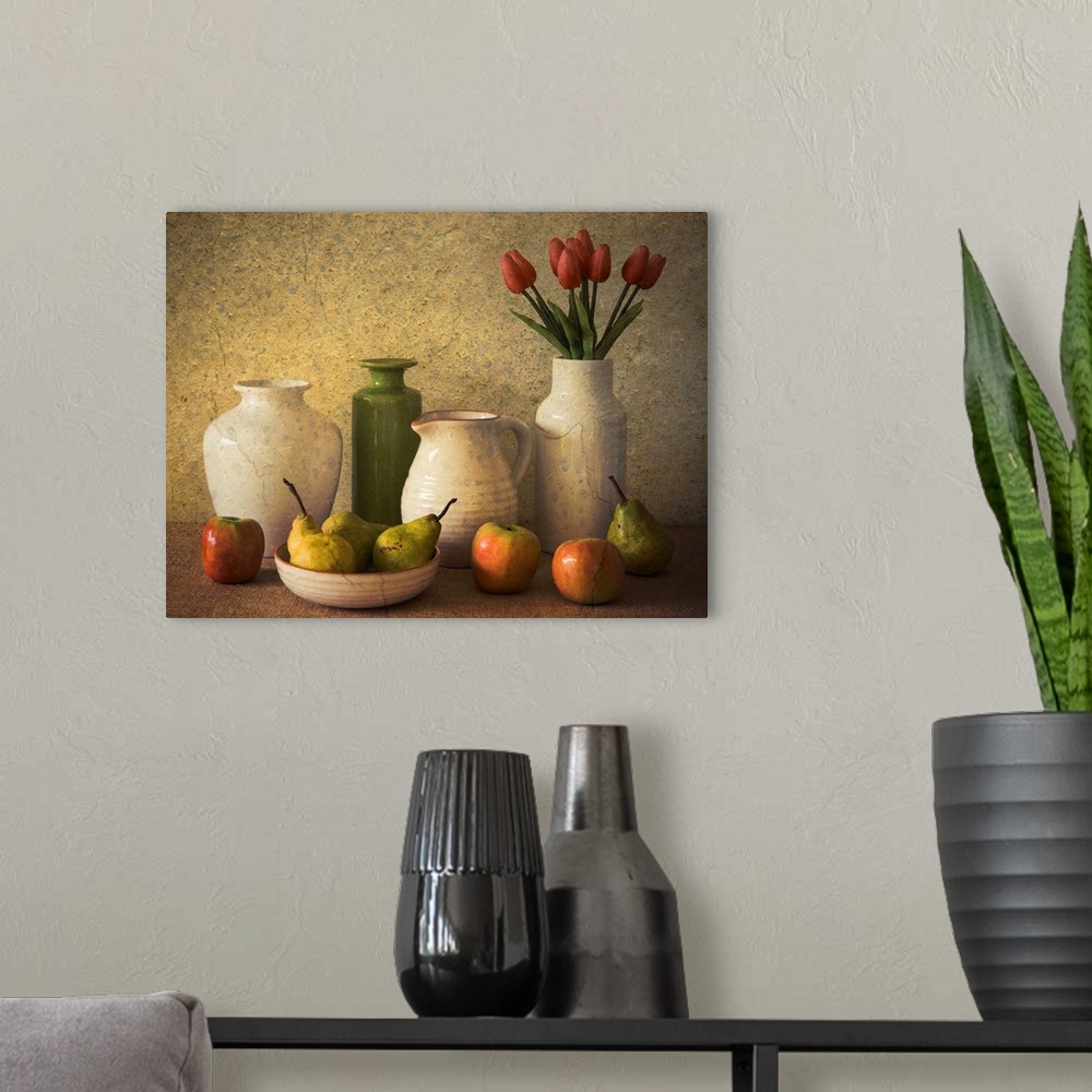 A modern room featuring Apples Pears and Tulips
