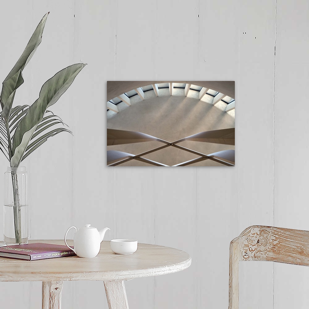 A farmhouse room featuring An abstract photograph of an architectural detail.