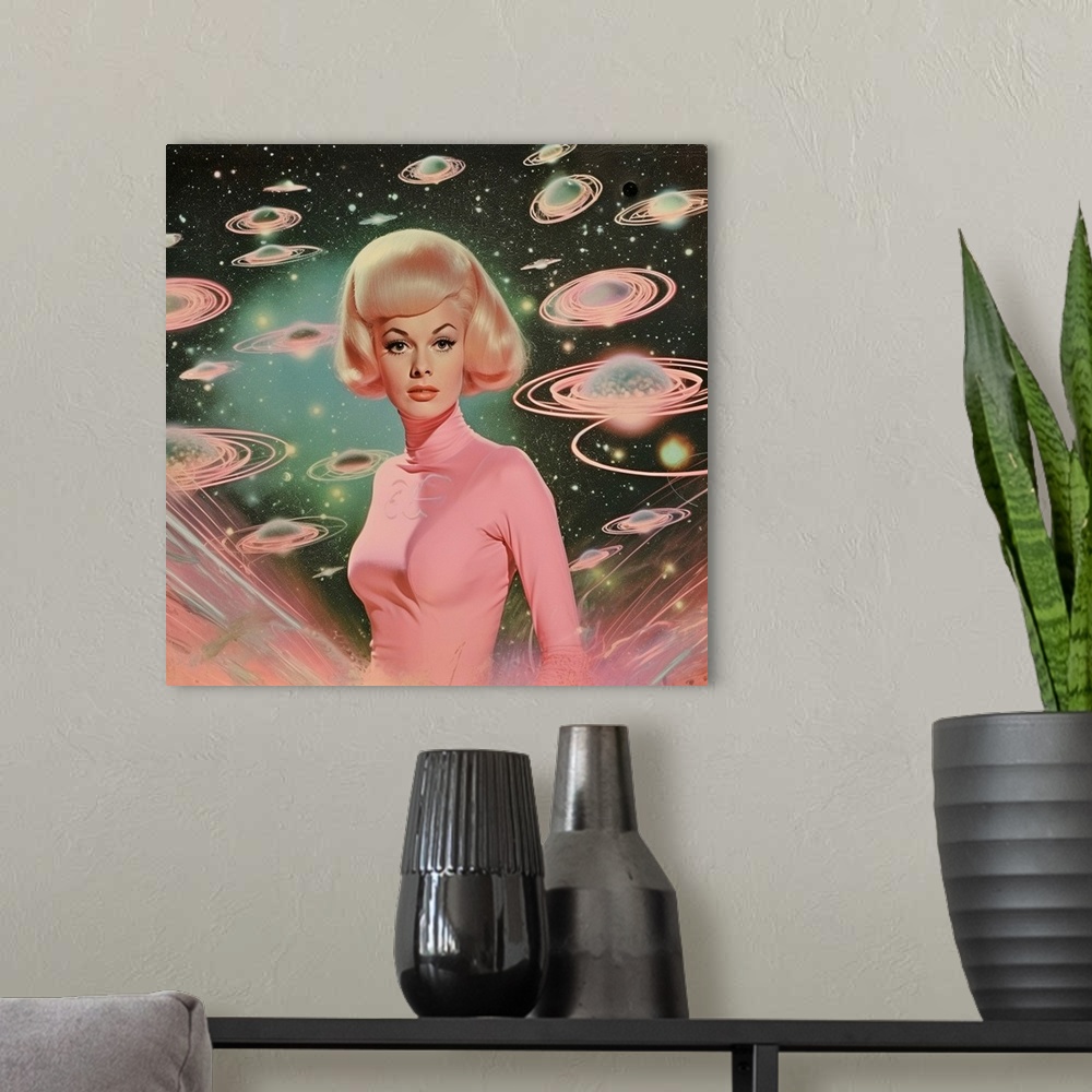 A modern room featuring Atomic Age Space Babe