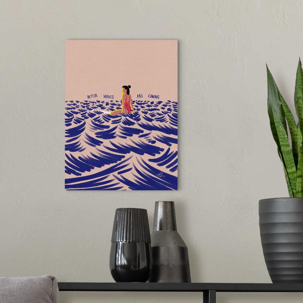A modern room featuring Better Waves Are Coming