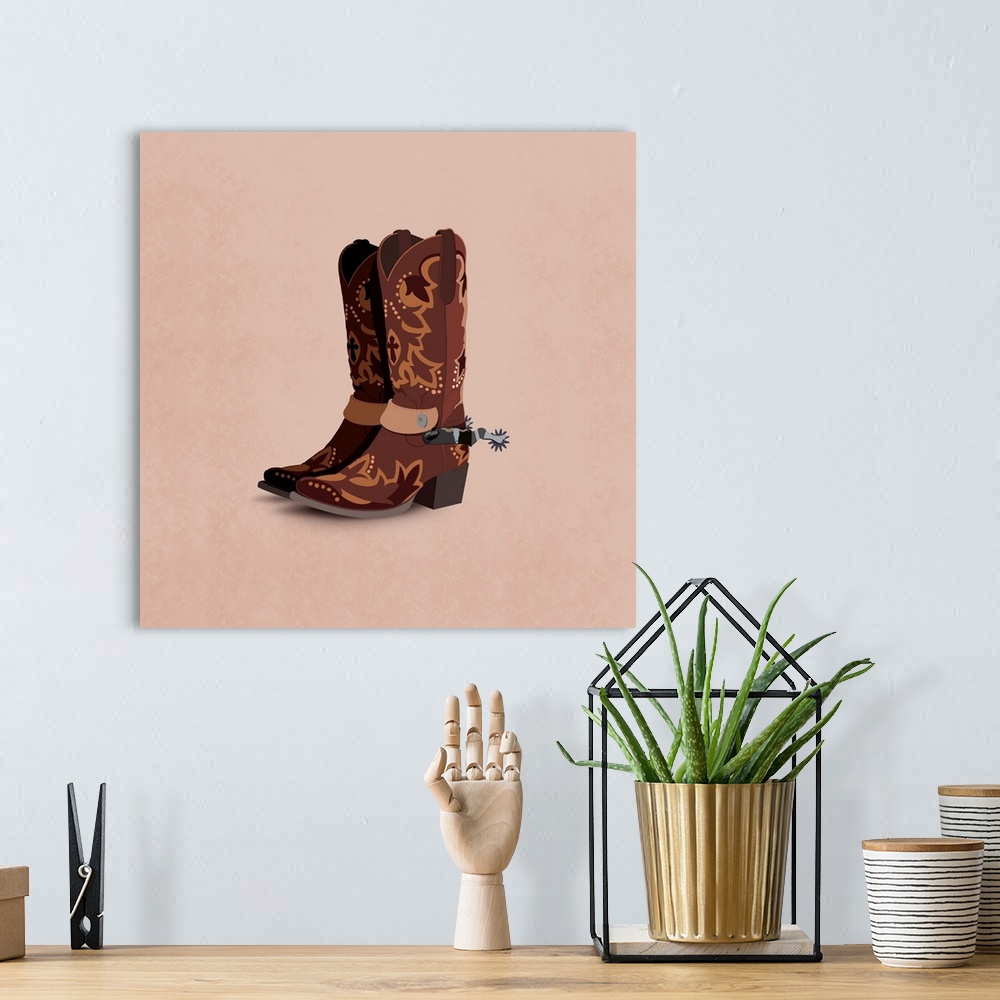 A bohemian room featuring Boots