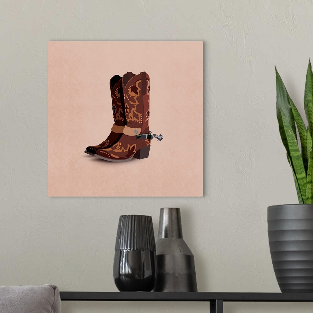 A modern room featuring Boots
