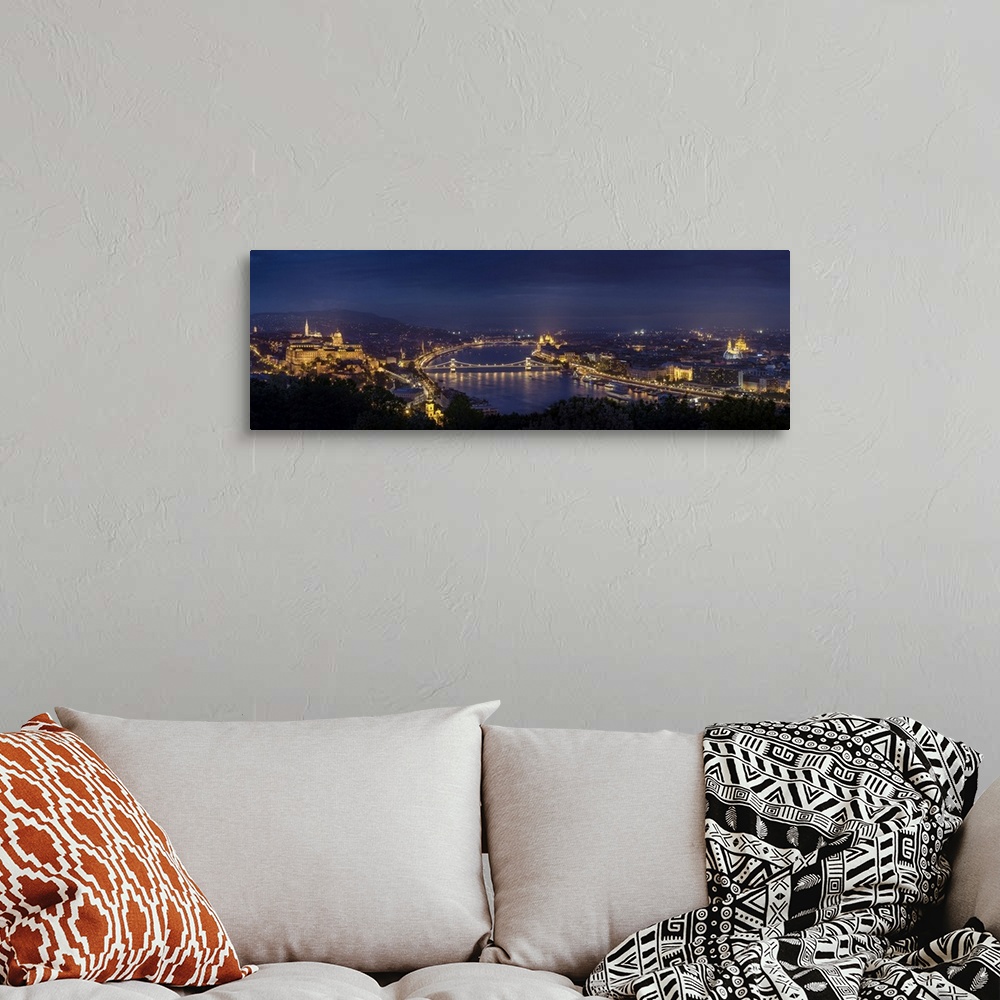 A bohemian room featuring The amazing view you get of Budapest from the Gellert Hill!