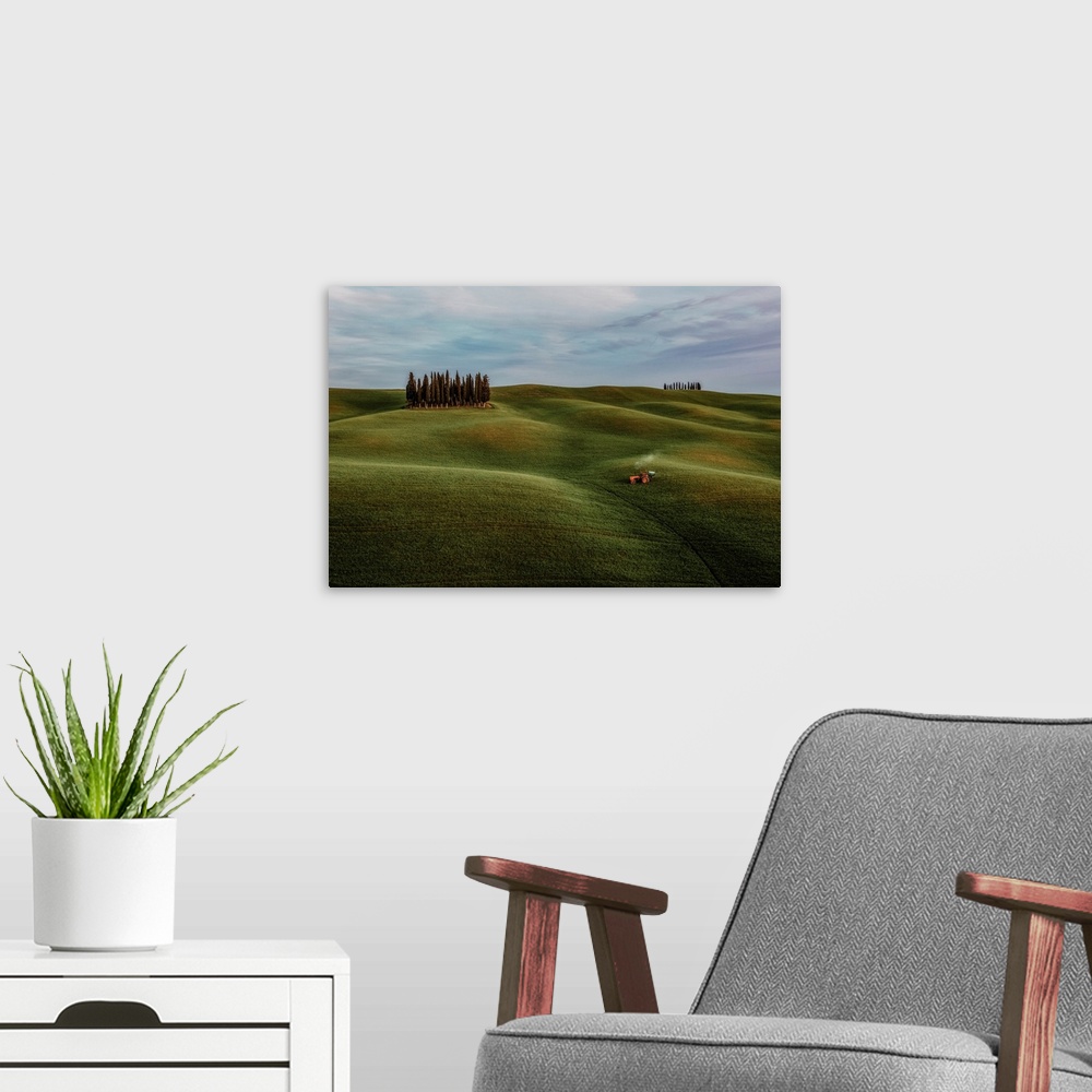 A modern room featuring Busy Tractor In Val d'Orcia