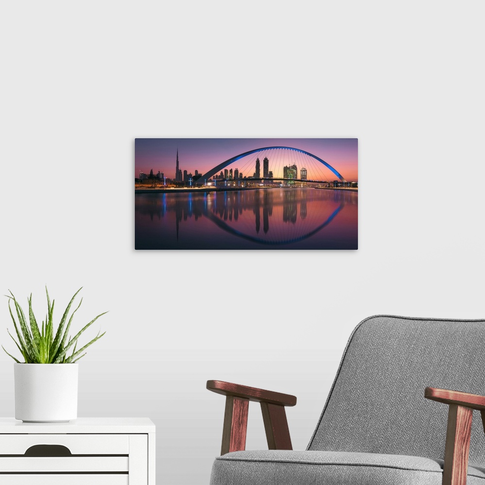 A modern room featuring Canal Sunrise