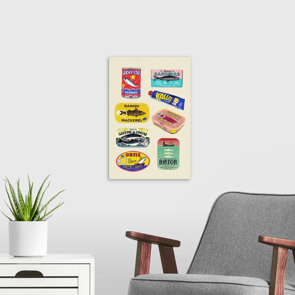 A modern room featuring Canned Fish
