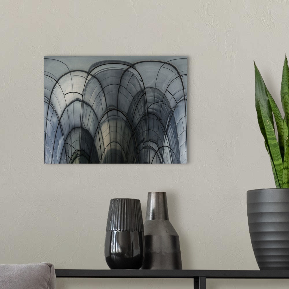 A modern room featuring Abstract photograph of a architectural detail.