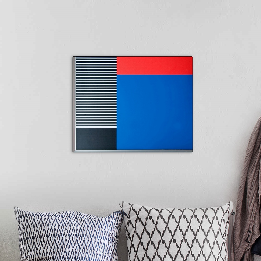A bohemian room featuring Abstract composition of stripes and colors in the Picture and Sound in Hilversum, Netherlands.