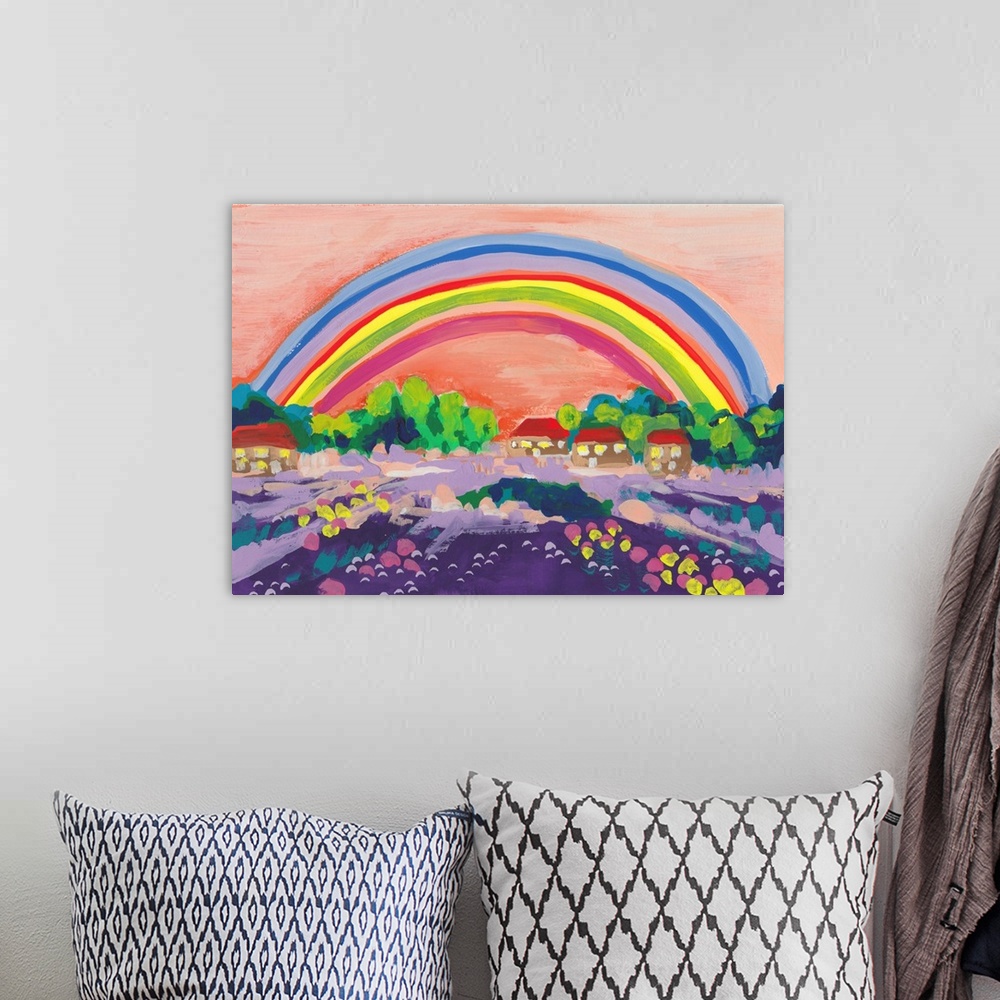 A bohemian room featuring Countryside Rainbow On Orange