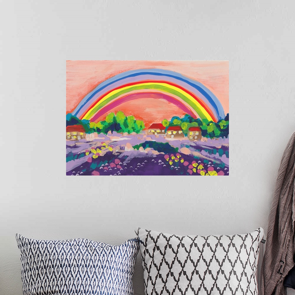 A bohemian room featuring Countryside Rainbow On Orange