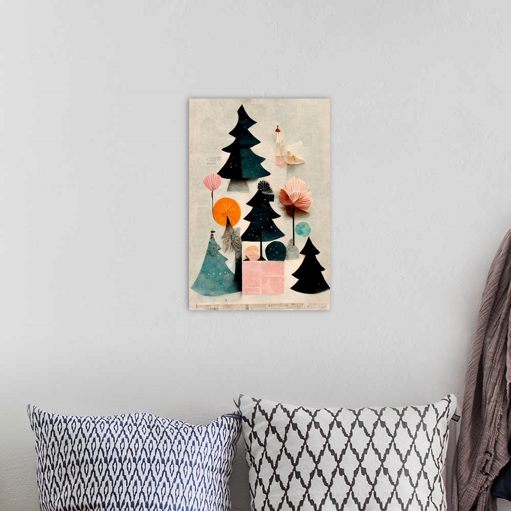 A bohemian room featuring Cute Pine Tree Composition