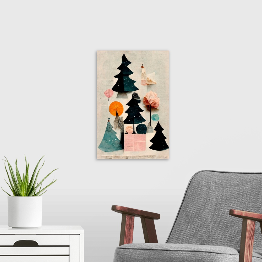 A modern room featuring Cute Pine Tree Composition