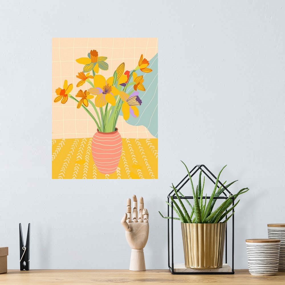 A bohemian room featuring Daffodills