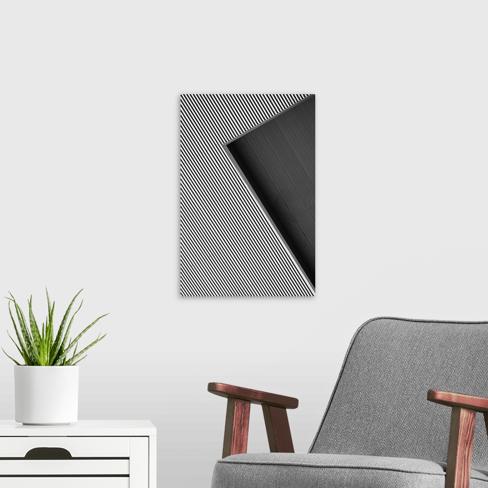 A modern room featuring Close up of angular architectural details, creating an abstract image.