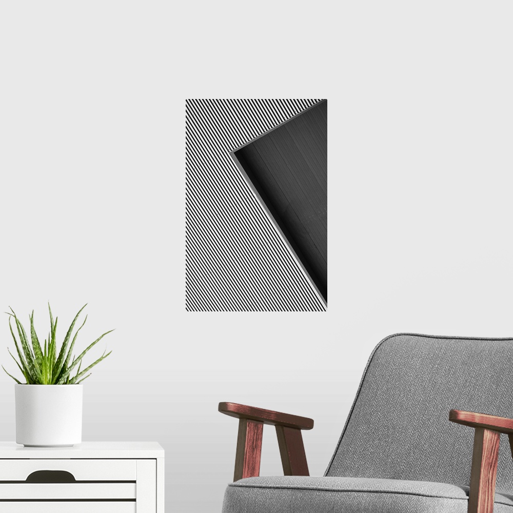 A modern room featuring Close up of angular architectural details, creating an abstract image.