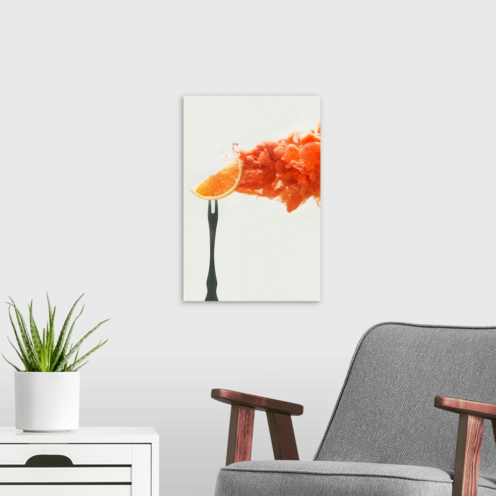 A modern room featuring Disintegrated Orange