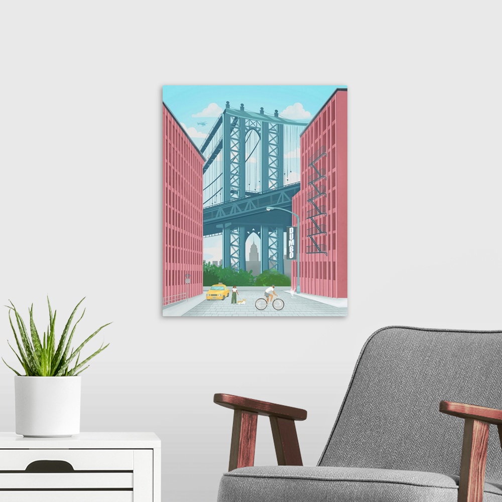 A modern room featuring Dumbo, New York