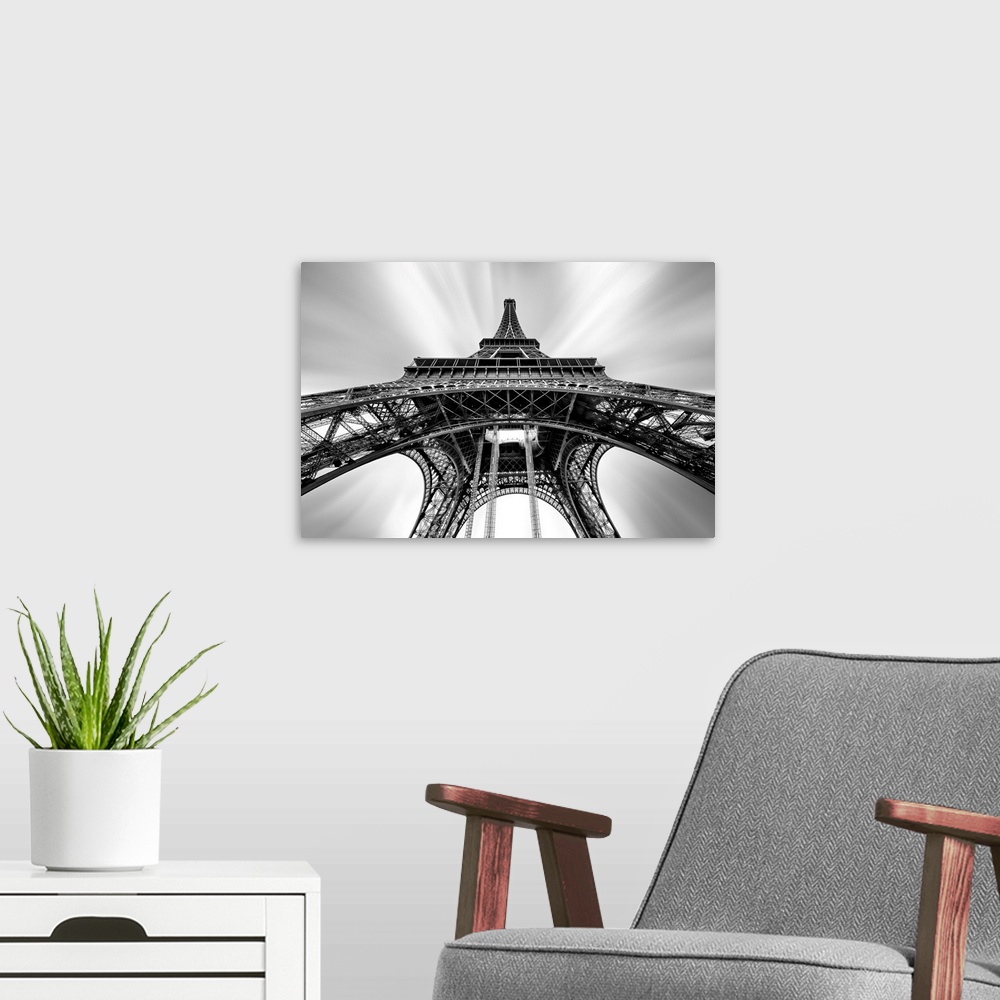 A modern room featuring Eiffel