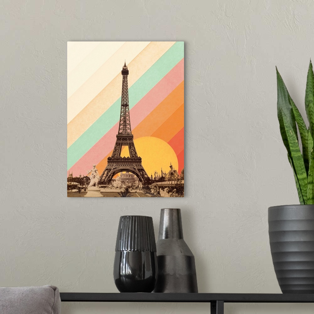 A modern room featuring Eiffel Tower Rainbow