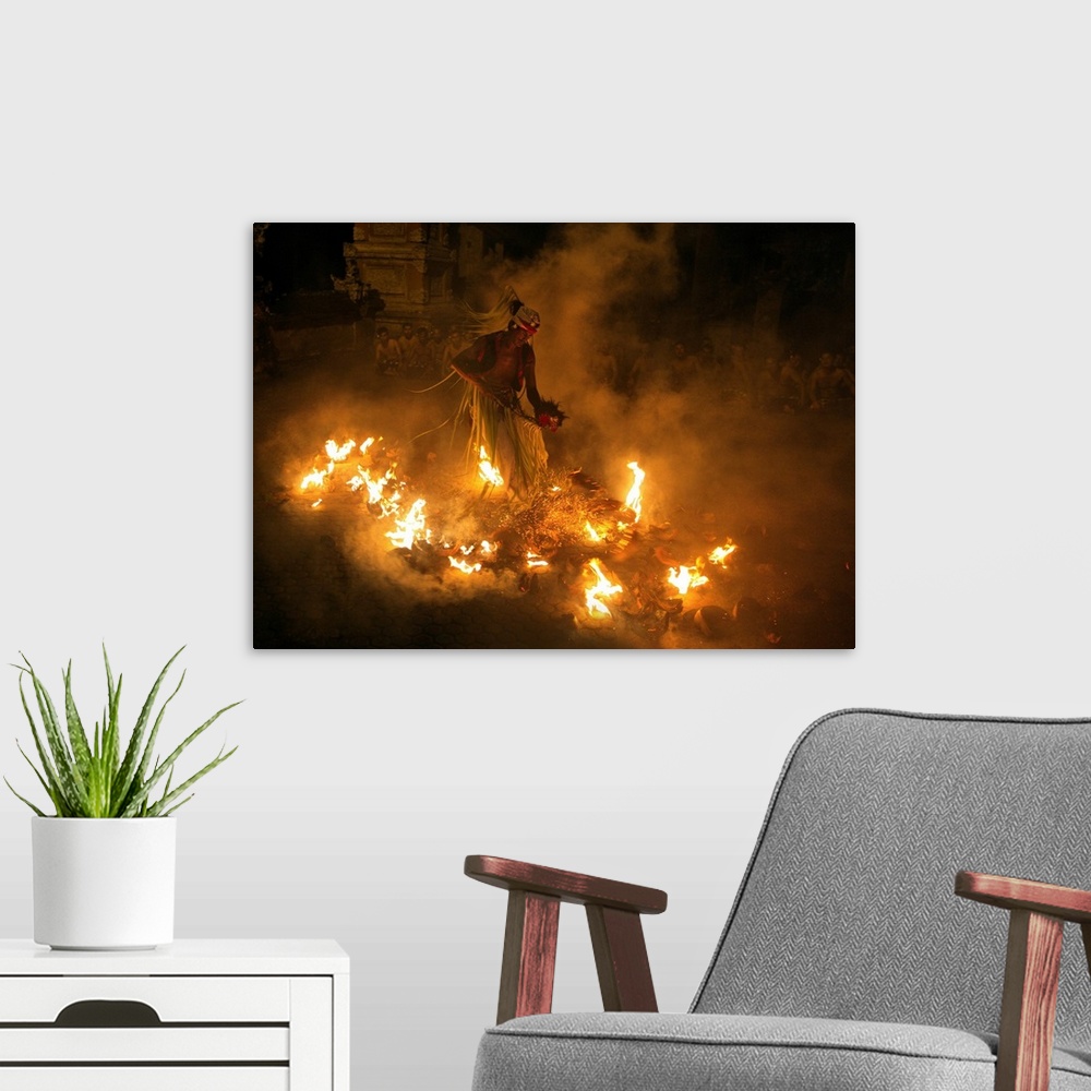 A modern room featuring Fire Dancer