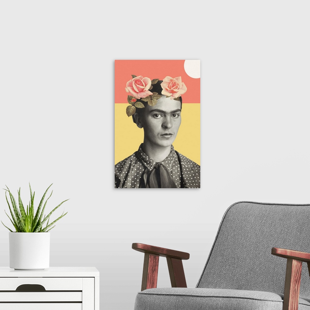A modern room featuring Frida Kahlo