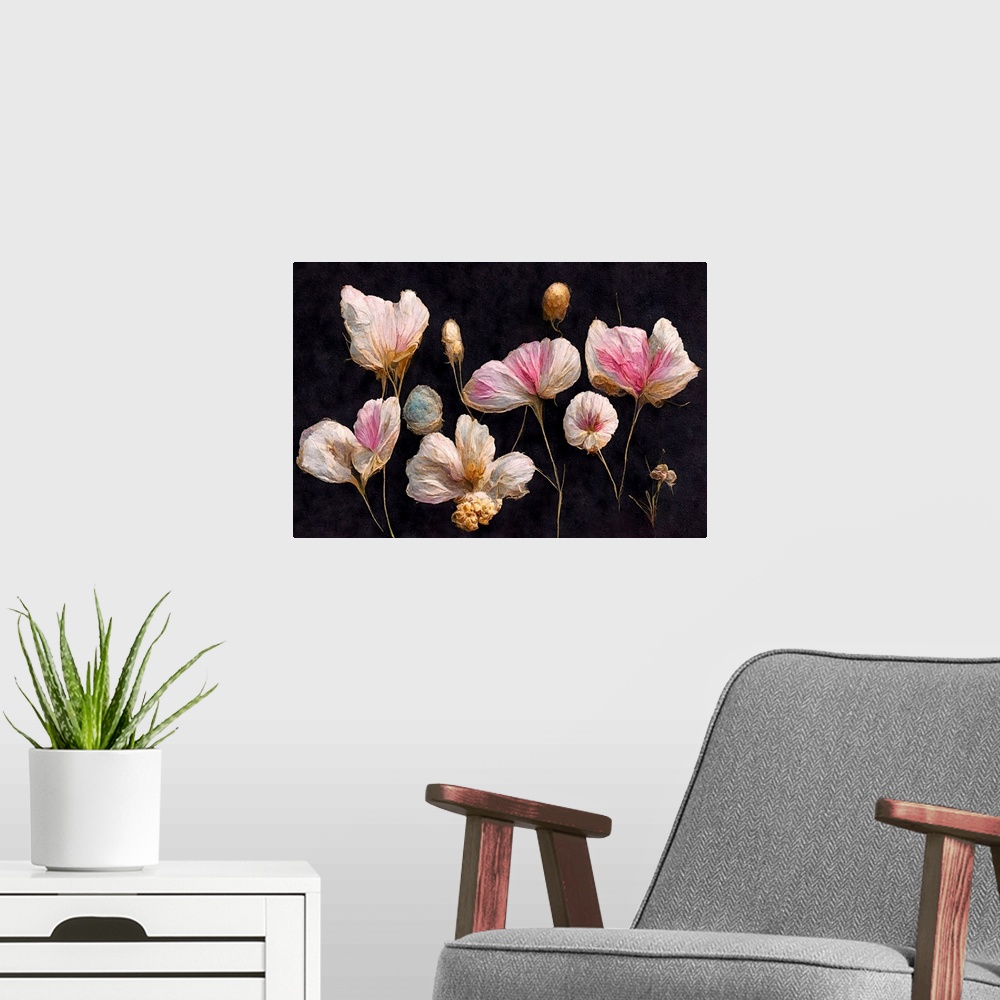 A modern room featuring Gentle Pink Dry Flowers