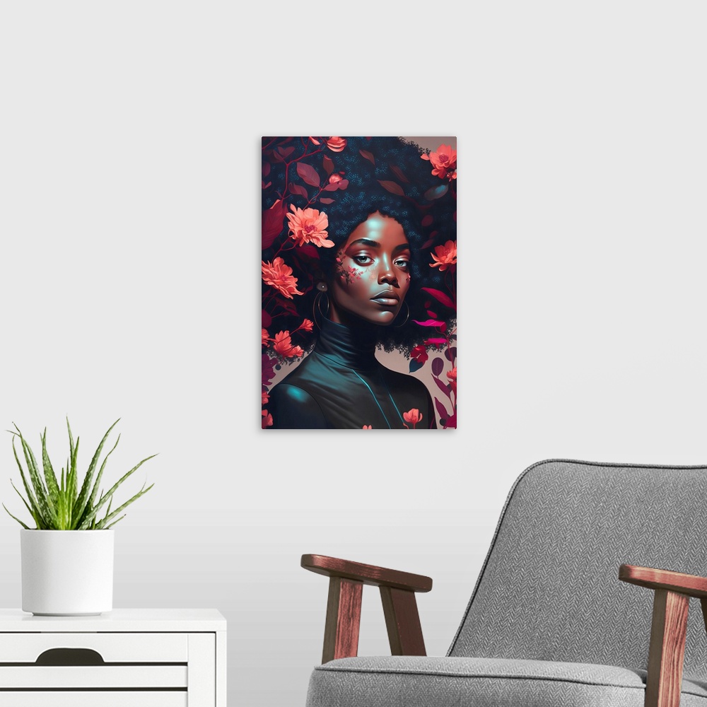 A modern room featuring Goddess Of The Flowers