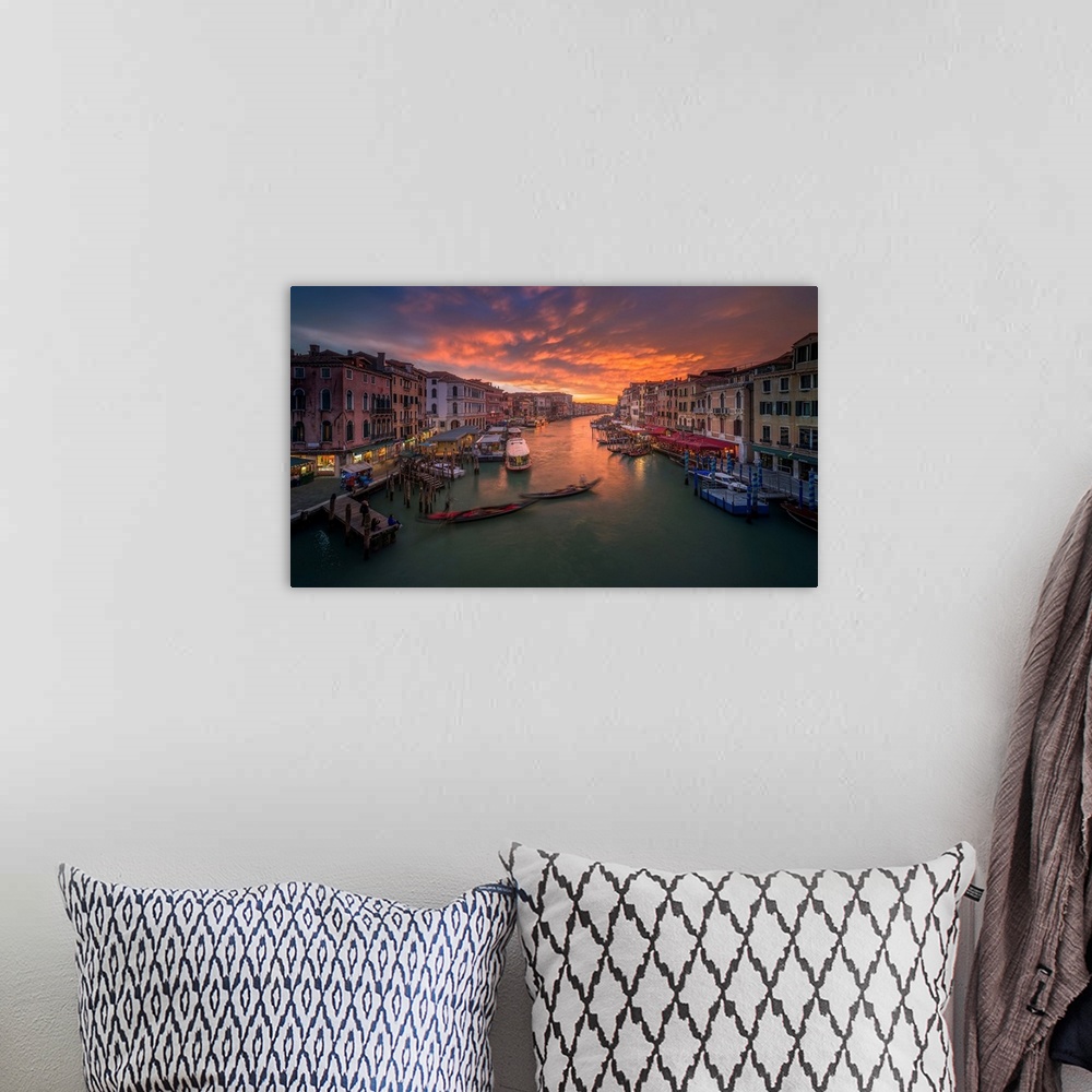 A bohemian room featuring Grand Canal At Sunset, View From The Rialto Bridge, Venice