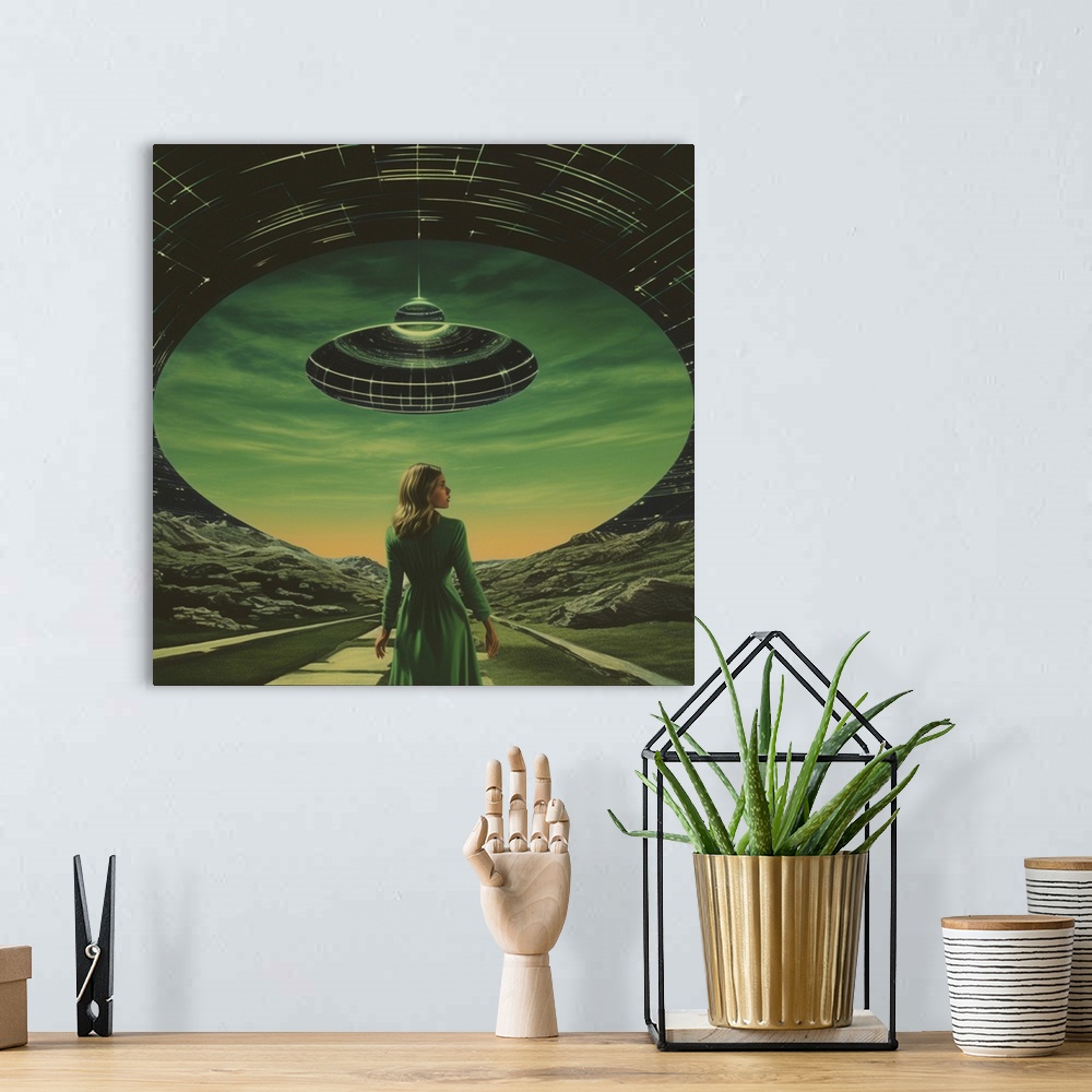A bohemian room featuring Green UFO