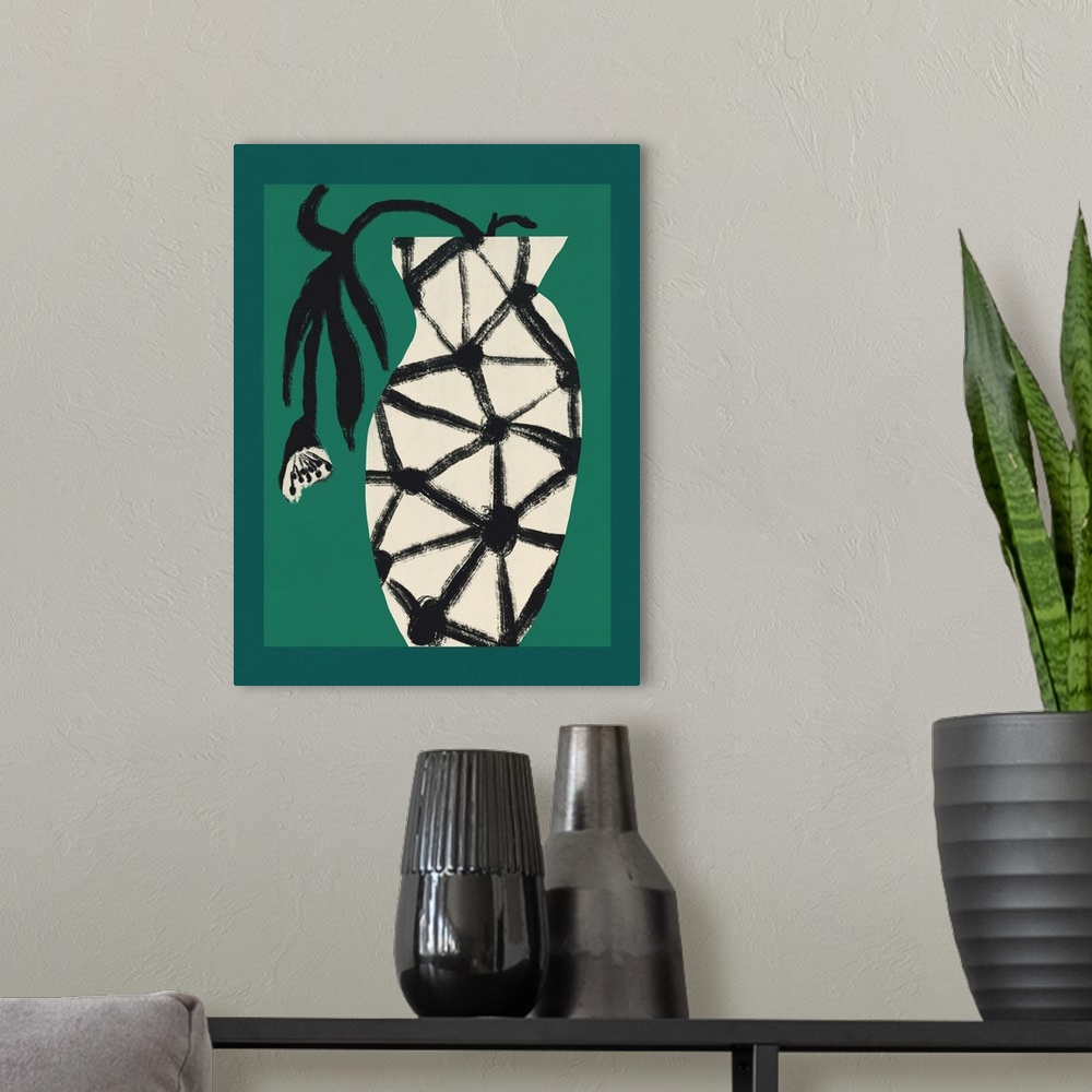 A modern room featuring Hexagon Vase In Green