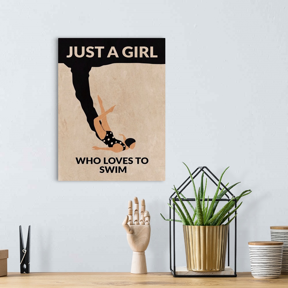 A bohemian room featuring Just A Girl Who Loves To Swim (Black)