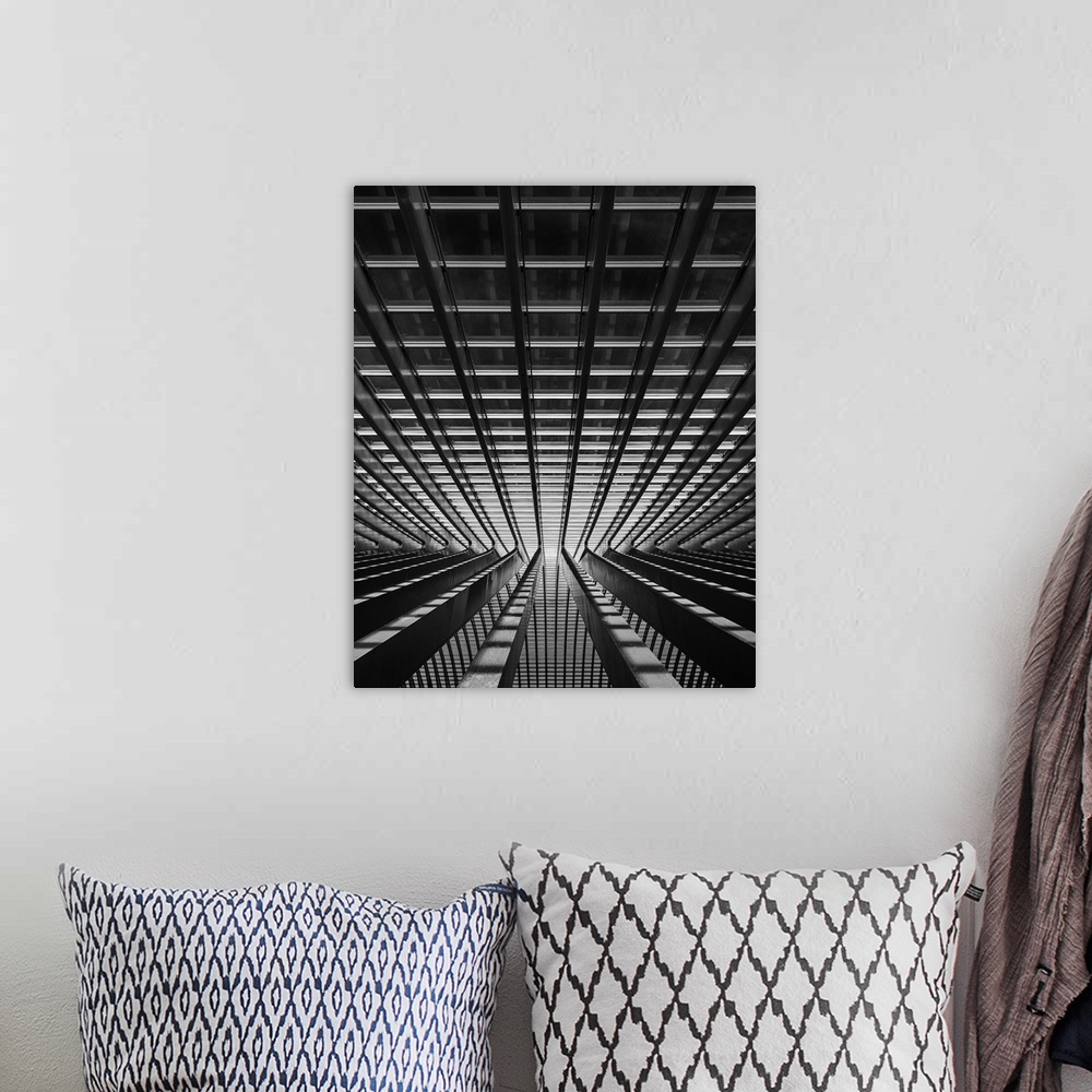 A bohemian room featuring Abstract photograph of intricate architectural design.