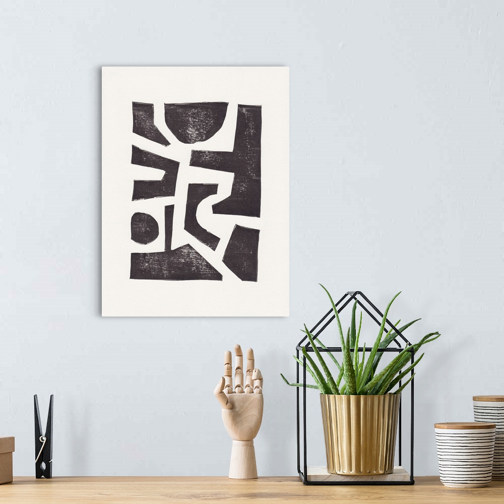 A bohemian room featuring Linocut Abstract #5