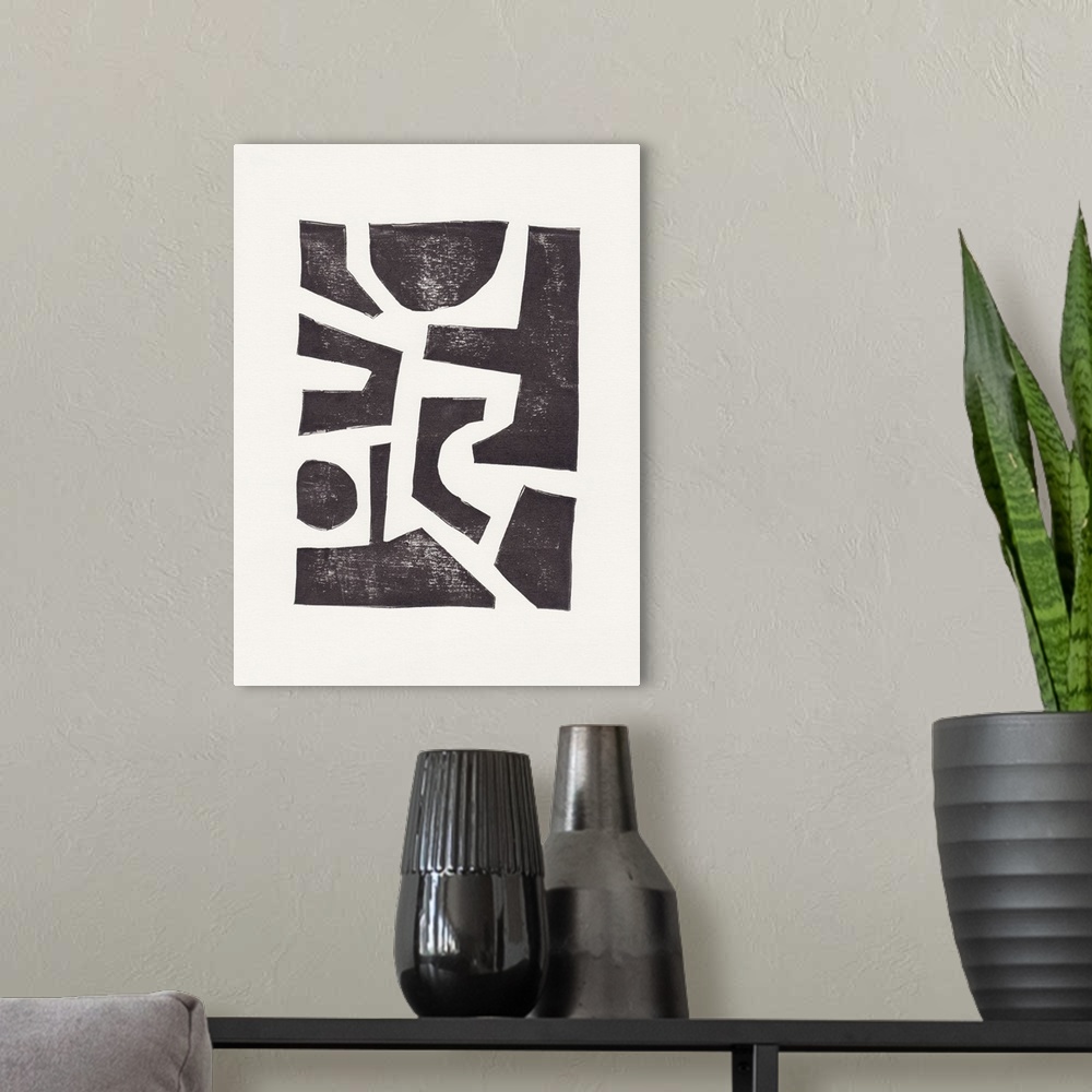 A modern room featuring Linocut Abstract #5