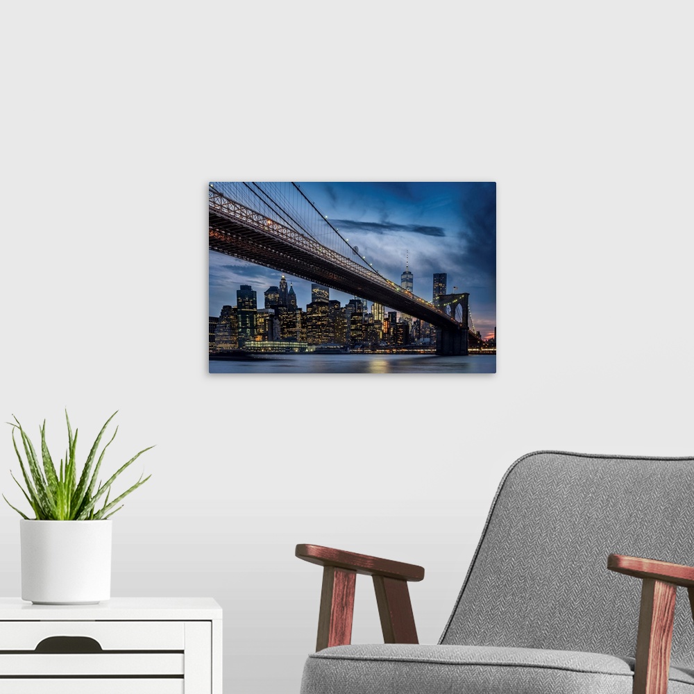A modern room featuring Manhattan From Dumbo