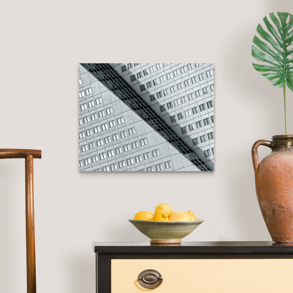 A traditional room featuring Abstract architectural photo of a building in Rotterdam, Netherlands.