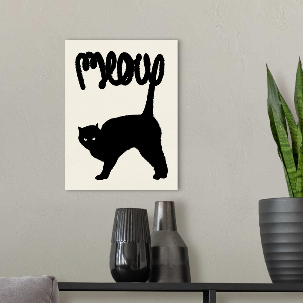 A modern room featuring Meow