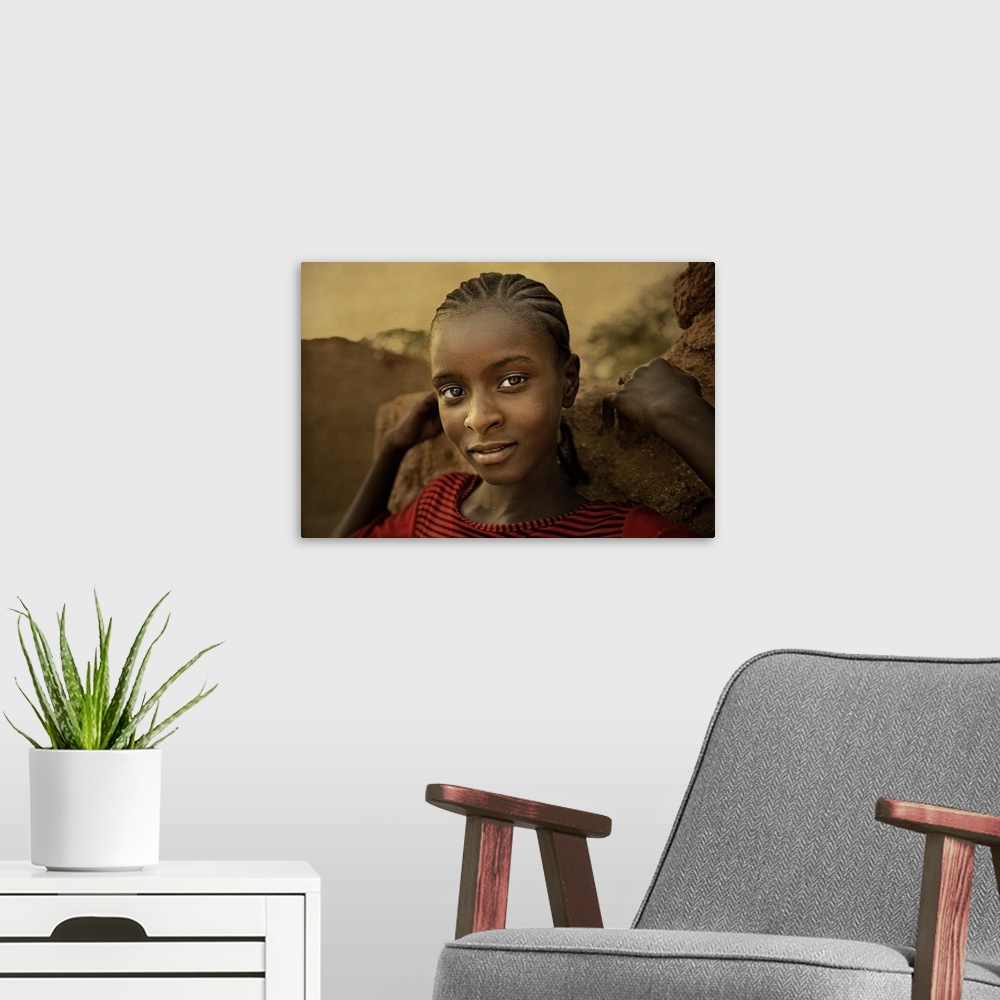 A modern room featuring Portrait of a beautiful young girl in Iferuan, Niger.
