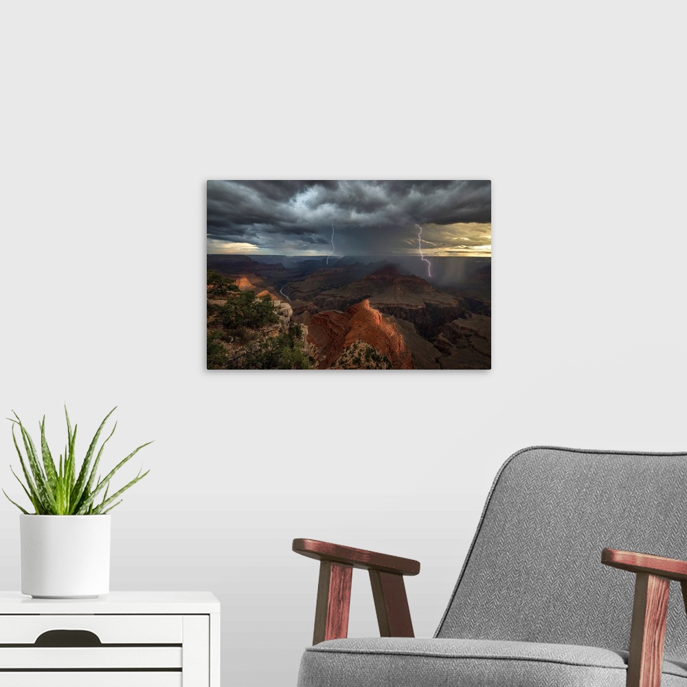 A modern room featuring Mohave Point Thunderstorm