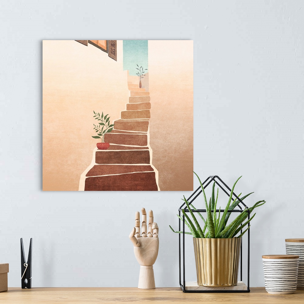 A bohemian room featuring Morocco Stairs