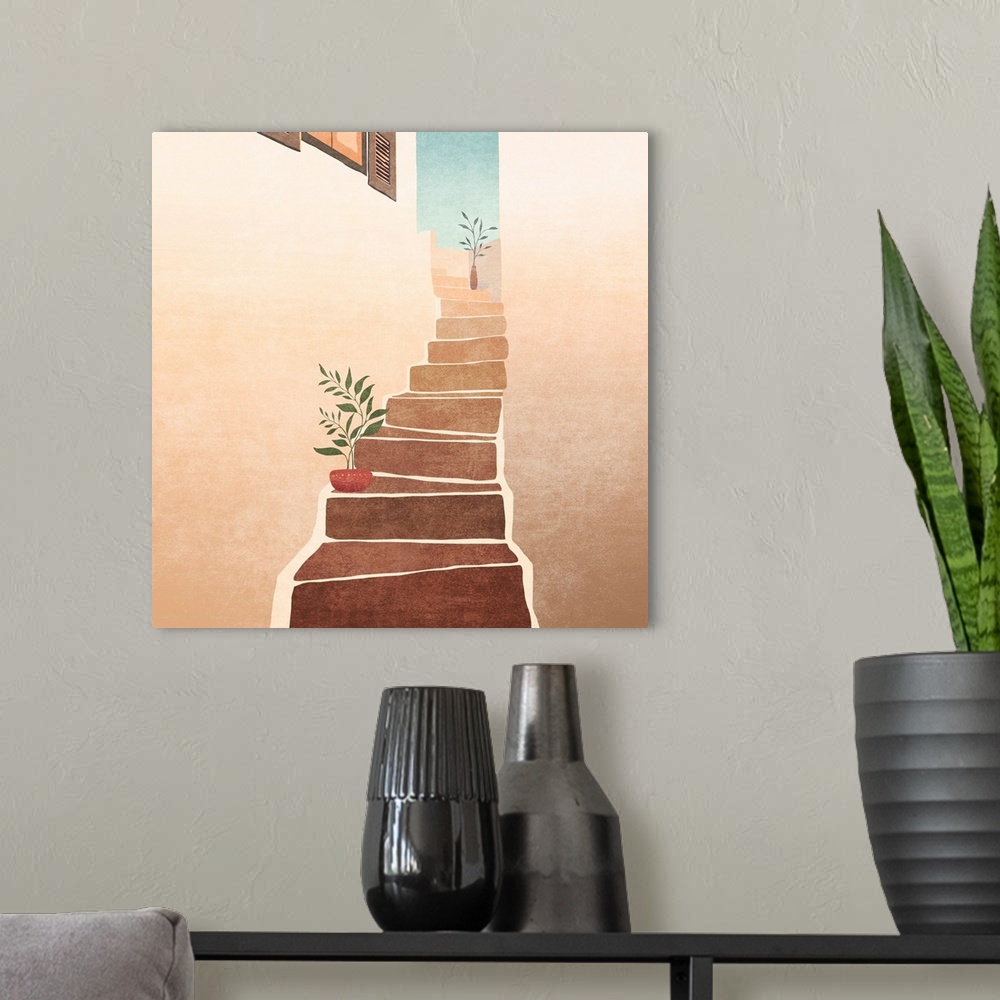 A modern room featuring Morocco Stairs