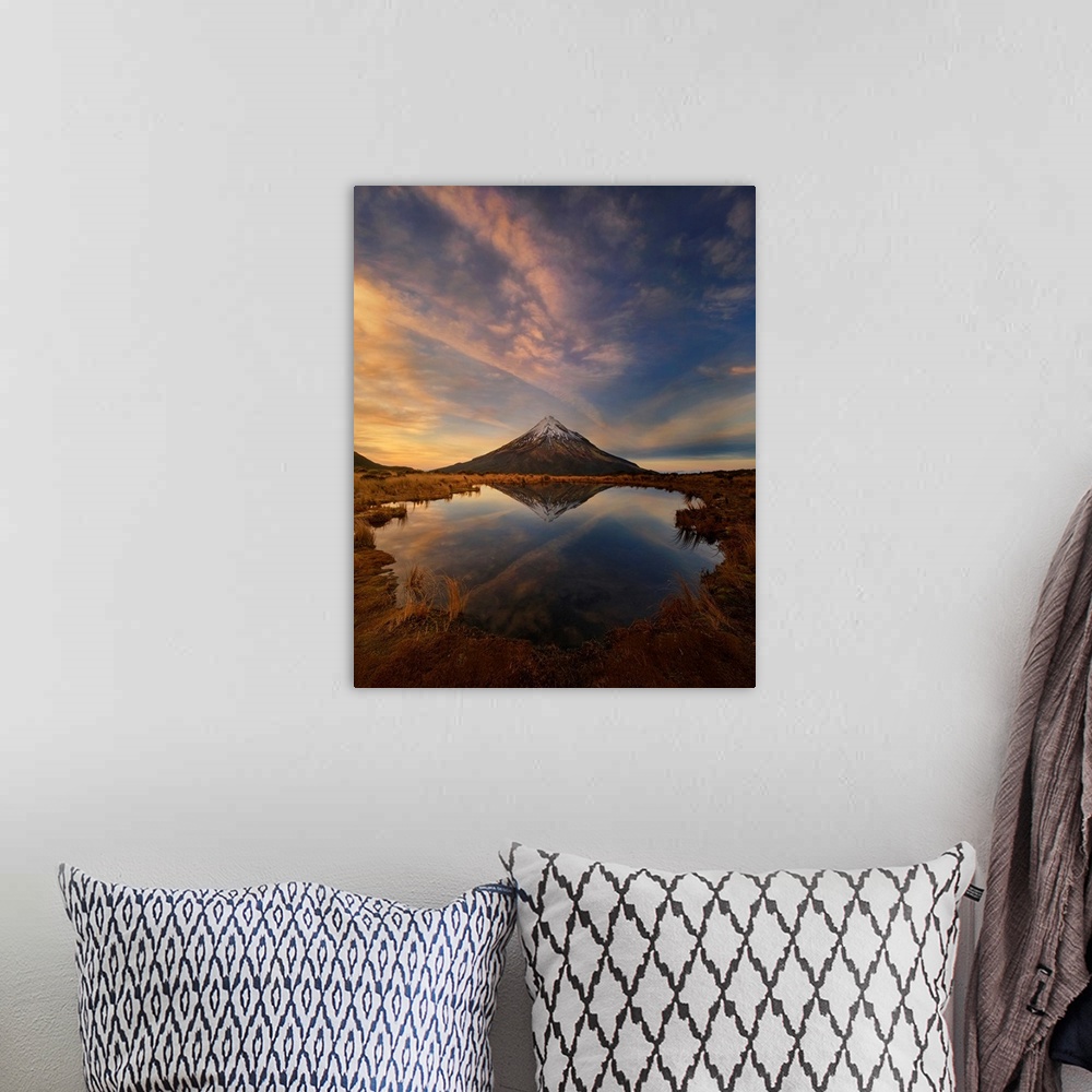 A bohemian room featuring Mount Taranaki: Winter Sunrise