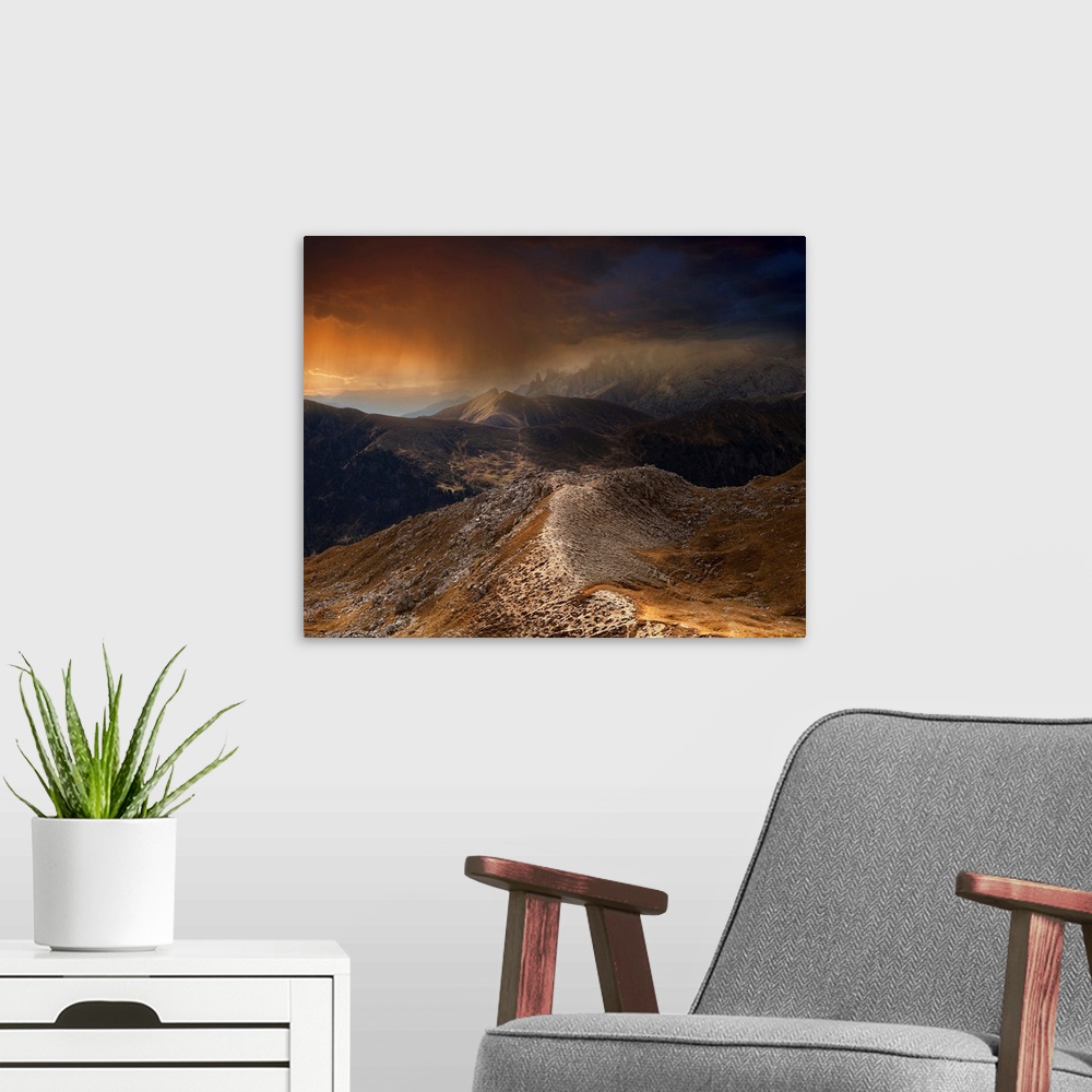 A modern room featuring Mountain Weather