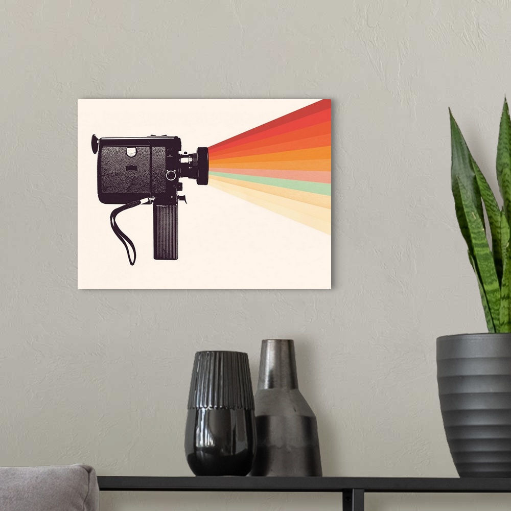 A modern room featuring Movie Camera Rainbow