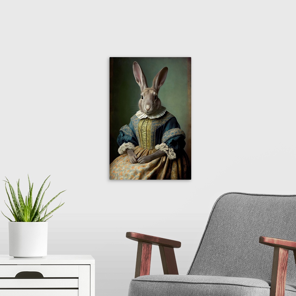 A modern room featuring Mrs. Bunny